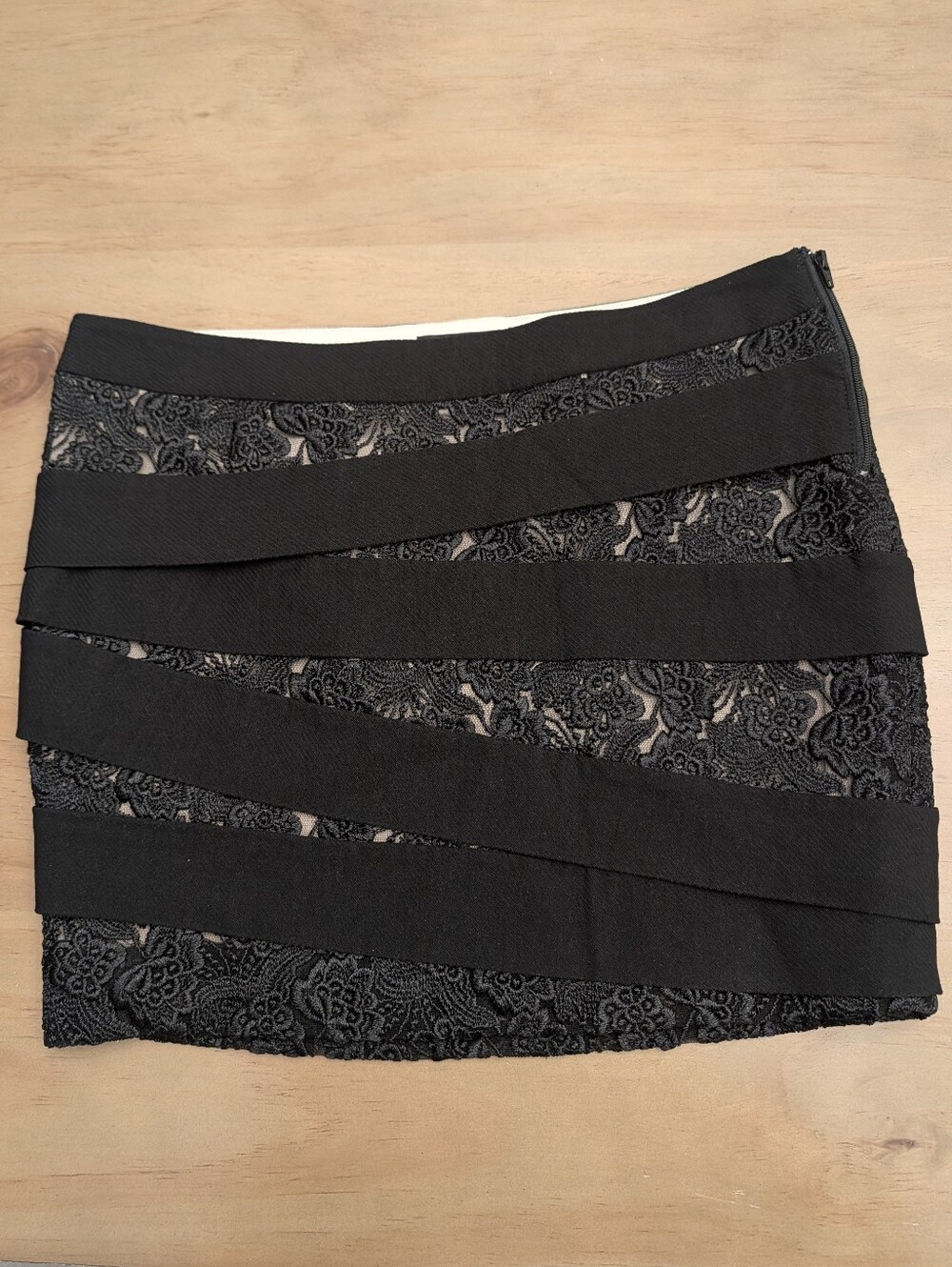 bebe Black Lace Bandage Mini Skirt with Diagonal Straps Black Women's Size 2